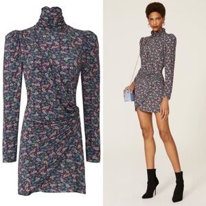 Ronny Kobo Ruby Floral Mock Neck Long Sleeve Mini Dress S